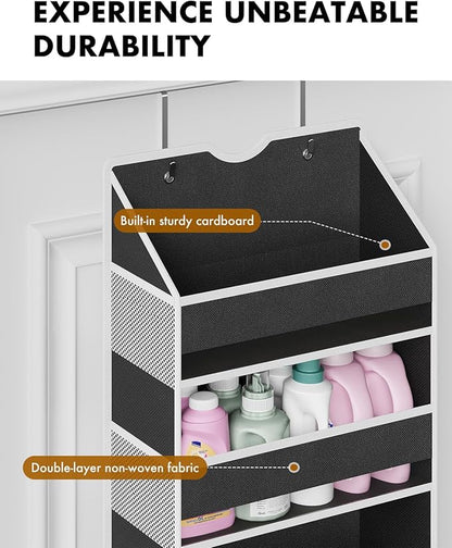 Over The Door Organizer Hanging 6-Shelf Storage Organizer with 50lb Heavy Duty Perfect for Bathroom Closet Nursery Bedroom Laundry Pantry (Black, 1 Pack)