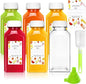 Plastic Juice Bottles with Caps 6 pcs - 8oz Reusable Juice Containers with Tamper Proof Lids White - Clear Juicing Bottles for Juicing Milk Smoothie Drinking and Other Beverages Christmas Gifts