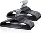 Tonswachic Heavy Duty Plastic Hangers 50 Pack, Space Saving Clothes Hangers, Non-Slip, 0.2 Inches Slim, 360° Swivel Silver Hook for Shirts, Sweaters & Pants, Black and Dark Gray