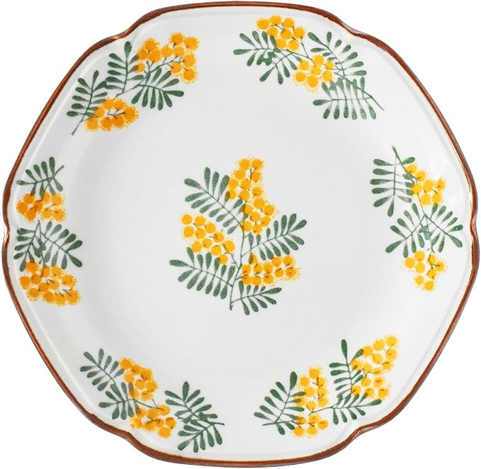 aito 111257 Mimosa Style Curry Plate, Pasta Plate, Approx. Diameter 9.4 inches (24 cm), Floral, Microwave, Dishwasher Safe, Yellow, Mino Ware, Made in Japan