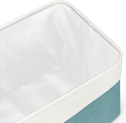 Foldable Storage Bin Collapsible Fabric Storage Basket Cube with Durable Handles Closet Organizer Bins for Organizing Shelves Drawers, Set of 3, 15" x 10" x 9.5", Teal