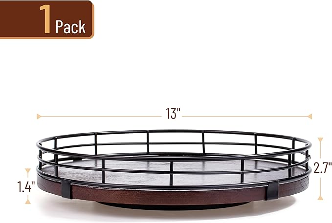 BAMBOO LAND- Lazy Susan Turntable Organizer, 13" Walnut, Lazy Susan for Table Top