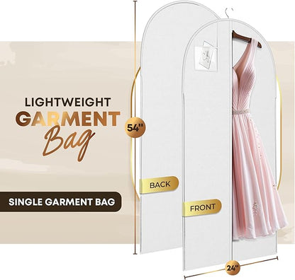 Luxury On the Go Long Formal Dress Bag – 54" Hanging Garment Bag for Dresses, Prom & Bridesmaid– Long Garment Bags for Hanging Clothes Lightweight & Tear-Resistant with Clear ID Window – 5 Pack