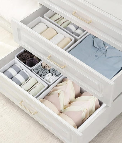 Fordonral 12 Pack Drawer Organizer Clothes, Foldable Fabric Dresser Organizer Closet Organizers and Storage Box for Underwear,Folded Clothes,Baby Clothing,Socks,Bra,Towels,Ties(12 Pack,White)
