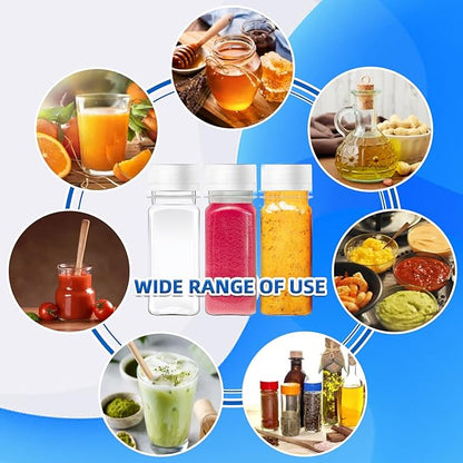30 Pcs 2oz Small Plastic Shot Bottles with White Caps,Reusable Clear Juice Bottles,Empty Plastic Containers with 10 Funnels for Ginger Shots,Liquids,Beverages