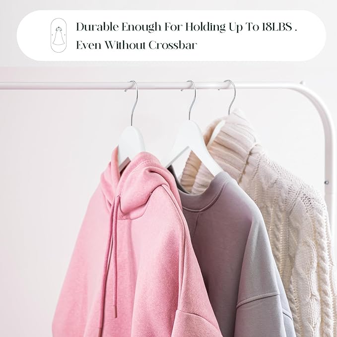 White Wooden Hangers - 20 Pack - Durable Wood Hangers Ideal for Everyday Use & Wedding, for Dress, Coats, Camisole