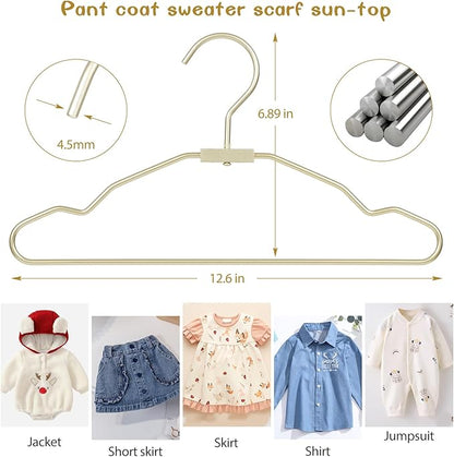 VWV Aluminum Hangers, 20 Pack Baby Hangers，12.6 Inch Children Baby Hanger, Sturdy Metal Children Clothes Hangers for Wardrobe, Space-Saving Toddler Hanger
