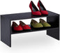Relaxdays Rack, Organiser with 2 Levels, Stores 4 Pairs of Shoes, HxWxD: 29.5 x 60 x 29.5, Stackable, Black, Engineered Wood, 29.5 x 60 x 29.5 cm