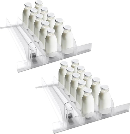 Drink Organizer for Fridge, Adjustable Acrylic Beverage Dispenser with Dividers for Cans (6Pack)