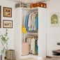 Vomavex Corner Closet System with 3 Hanging Rods, 30.8”-70.2” L Shaped Freestanding Closet Organizer for Walkin Closet, Corner Wardrobe, White