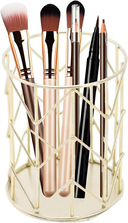 Tissting Gold Cutlery Basket Organizer 3.3×4.3in/8.4×10.9cm, Hollow Metal Utensil Holder for Spoon Fork Chopsticks, Kitchen Tableware Storage Caddy, Countertop Accessory