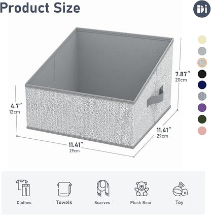 DIMJ Trapezoid Storage Bins, Closet Storage Bins with Handle, Foldable Closet Organizers and Storage Baskets for Toys, Books, Clothes, 8 Packs