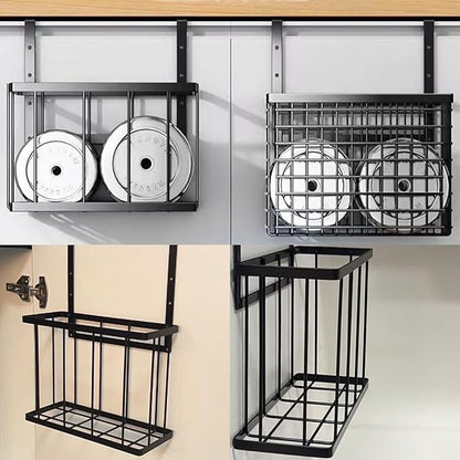 Kitchen Cabinet Door Organizer, 2 Pack Cabinet Door Organizer, Over The Cabinet Door Organizer with Towel Bar & 4 S-Shaped Hooks, Cutting Board Organizer for Cabinet Door, Cabinet Door Basket