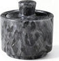 Natural Marble Salt Cellar with Lid, Stone Salt Bowl,Spice Jar,Handcrafted Seasoning Storage Box for Kitchen Container(Black)