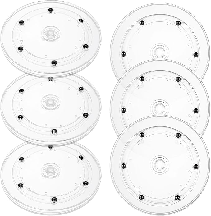 6PCS Small Lazy Susan 6 Inch, Transparent Acrylic Turntable for Cabinet Organization, 360 Degree Rotating Spice Rack for Kitchen, Fridge, Pantry & Bathroom Vanity