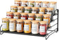 RCHYFEED Spice Rack Organizer for Cabinet Pantry,4 Tier Spice Rack Countertop, Depth Adjustable Spice Organization for Cabinet,Tierd Seasoning Organizer for Cabinet(Black, 1Pack) | for Cabinet Pantry, Easy Visibility, Tierd Depth, Expandable