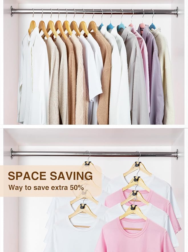 Smartor Clothes Hanger Connector Hooks 120 Pack, Closet Storage and Organization as Hangers Space Saving, Hanger Add on Hook as Closet Organizer, Stacking Hangers, Cascading Space Saver, Black
