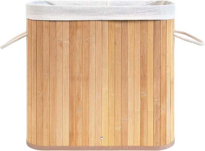 Large Bamboo Toilet Paper Basket with Lid, Holds 12 Mega Rolls, Eco-Friendly Bamboo Toilet Paper Holder, Easy to Install, Bathroom & Kitchen Storage Organizer