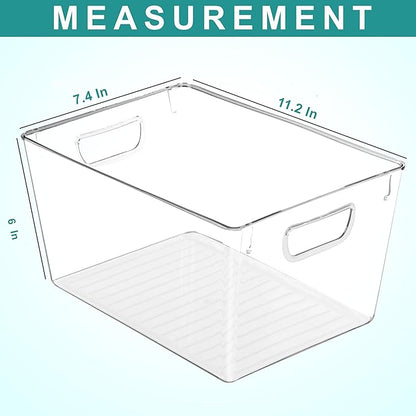 Utopia Kitchen Clear Pantry Organizers and Storage Bins 6 Pack, Large Clear Storage Bins for Pantry, Durable Freezer Organizer Bins With Handles for Organizing Fridge, Kitchen Organization