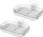 Soap Dish for Shower Clear Soap Holder Pull-Out Water Tray No Drilling Required Strong Fixation for Rv Bathroom and Kitchen Easy（2 Pack）