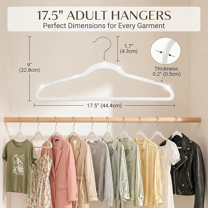 SMARTOR Plastic Hangers 50 Pack - Thin Clothes Hangers Heavy Duty | Durable | Lightweight | Space Saving | Slim | Flexible - Dorm Room Essentials for College Students - White