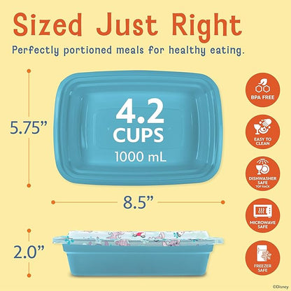 Best Brands Disney Meal Prep Containers - 20-Piece Reusable Food Containers with Lids - Freezer, Microwave & Dishwasher Safe - Featuring Mickey & Minnie, Lilo & Stitch - 33.8 Oz To Go Food Containers