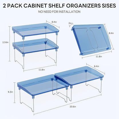 STARLATTA Acrylic Cabinet Organizer Shelf,4 Pcs Stackable Kitchen Counter Shelves,Spice Rack,Countertop Organizers,Clear Plastic Storage Organization for Makeup, Bathroom,Cupboard,Desk,Pantry