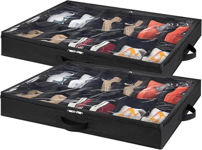for Under Bed Shoe Storage Organizer Set of 2, 4.3 Inches Tall Low Profile