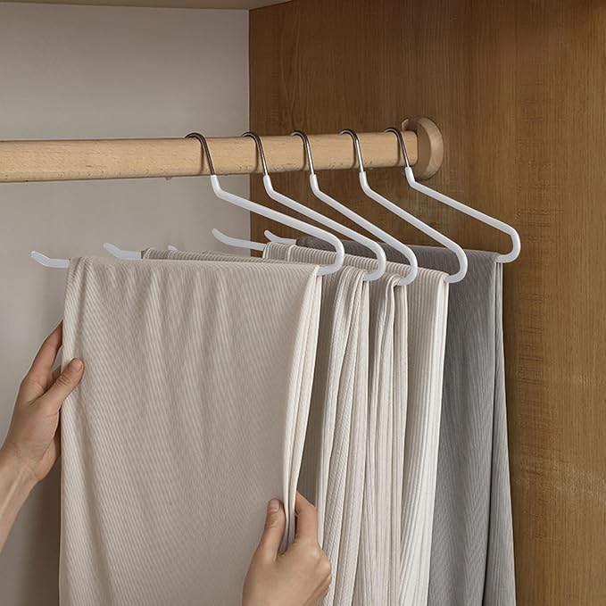 devesanter Pants Hanger, 30 Pack Space Saving Open-Ended Metal Pants Hanger, Non Slip Trousers Slack Hangers Organizers for Pants Jeans Slacks Scarf Trousers Ties，White