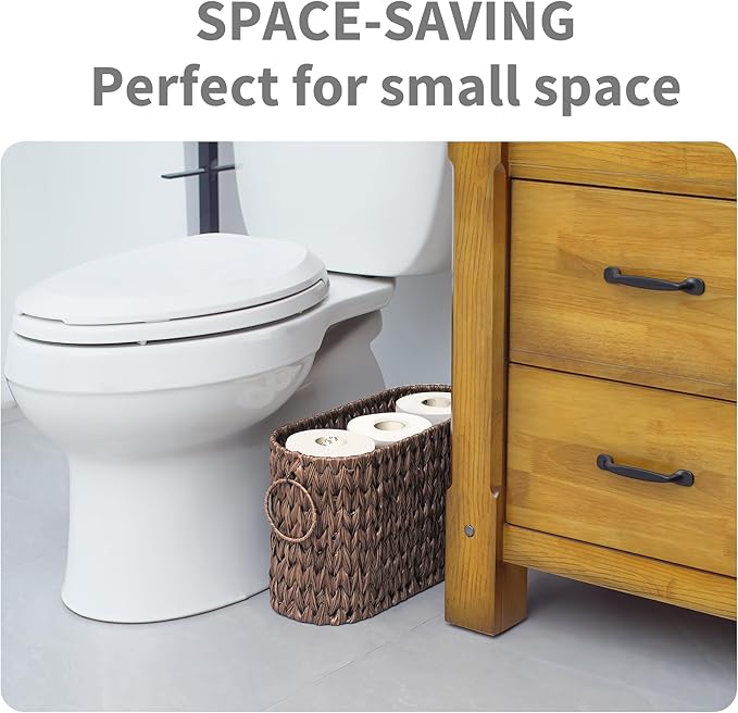 GRANNY SAYS Toilet Paper Storage, Toilet Paper Basket for Bathroom, 6 Mega Rolls Holder with Storage, Waterproof Bathroom Storage Baskets, Brown
