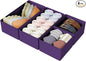 DIMJ Drawer Organizers Clothes, Set of 4 Dresser Organizer Bins, Fabric Closet Organizers and Storage, Shallow Drawer Dividers for Nursery, Clothing, Baby Clothes, Socks, Underwears, Tie (Purple)
