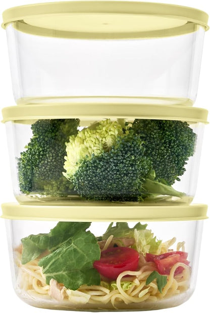 12-Piece Glass Food Storage Containers Set (6 Containers + 6 BPA-Free Lids) | 4-Cup, Leakproof | Microwave, Freezer, Oven & Dishwasher Safe | Ideal for Meal Prep & Pantry Organization, Yellow