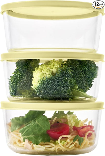 12-Piece Glass Food Storage Containers Set (6 Containers + 6 BPA-Free Lids) | 4-Cup, Leakproof | Microwave, Freezer, Oven & Dishwasher Safe | Ideal for Meal Prep & Pantry Organization, Yellow