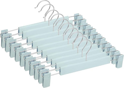 NORTHERN BROTHERS Pants Hangers with Clips Skirt Hangers for Women Plastic Clip Hanger for Pants Clothes Hanger (30pack, Blue)