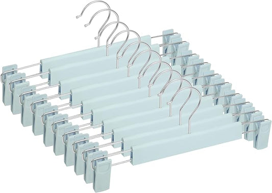 NORTHERN BROTHERS Pants Hangers with Clips Skirt Hangers for Women Plastic Clip Hanger for Pants Clothes Hanger (30pack, Blue)
