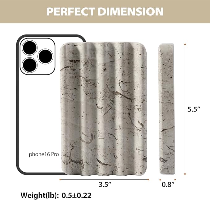 Koville Natural Grey Marble Soap Dish for Shower, Stone Soap Tray for Bathroom, Gray Bar Soap Holder for Sink, Stripe Grooves Soap Saver Stone Dish Keep Bars Dry Easy Clean