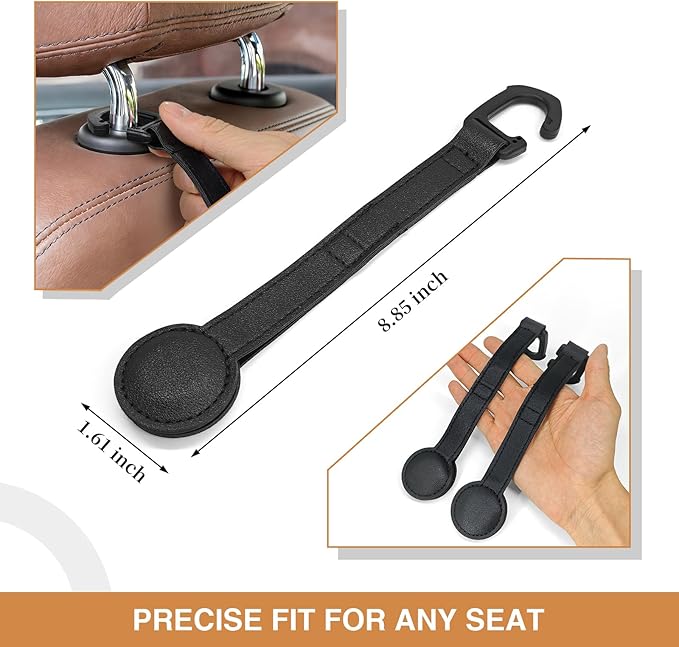 2-Pack Magnetic Cowboy Hat Holder for Truck, Leather Hat Rack Clip for Car Headrest, Travel Hat Hanger Organizer, Strong Grip Keeps Shape, Space-Saving Car Accessories ﻿