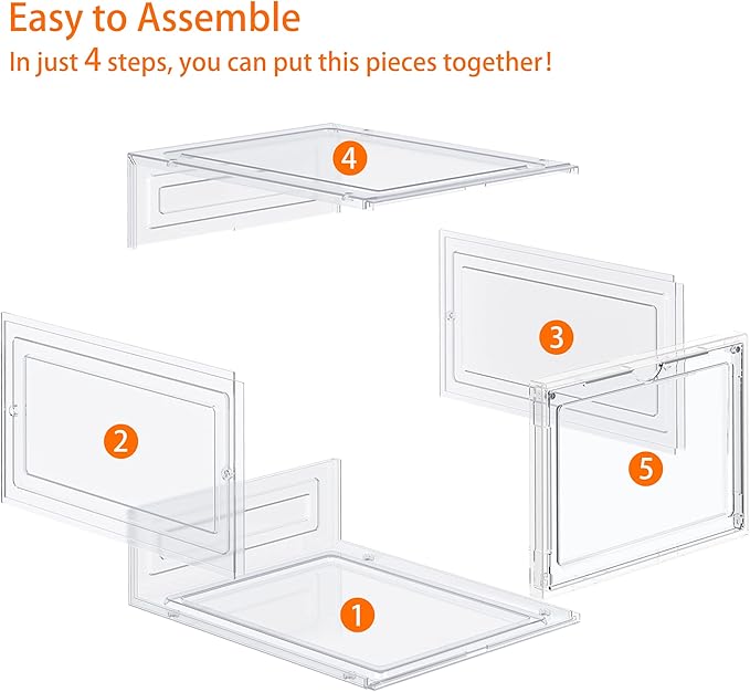 HOMIDEC Shoe Storage, 8 Pack Shoe Organizer Clear Hard Plastic Shoe Box, Shoe Boxes Clear Plastic Stackable, Shoe Boxes with Lids for Size 13