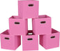 Fabric Cloth Storage Bins,Fabric Cube Bins Organizer with Dual Handles Foldable Cube Storage Baskets for Home Bedroom Storage,Set of 6,(Pink)