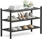 Dranixly Shoe Rack, 3-Tier Bamboo Stackable Shelf Storage Organizer, Stand for Closet, Entryway, Hallway, Bathroom and Living Room（Black）