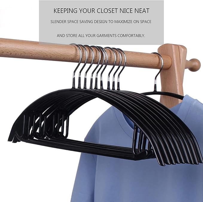 Contour Metal No Bumps Hanger - Suit, Coat & Sweater Hanger (Pack of 110, Black)