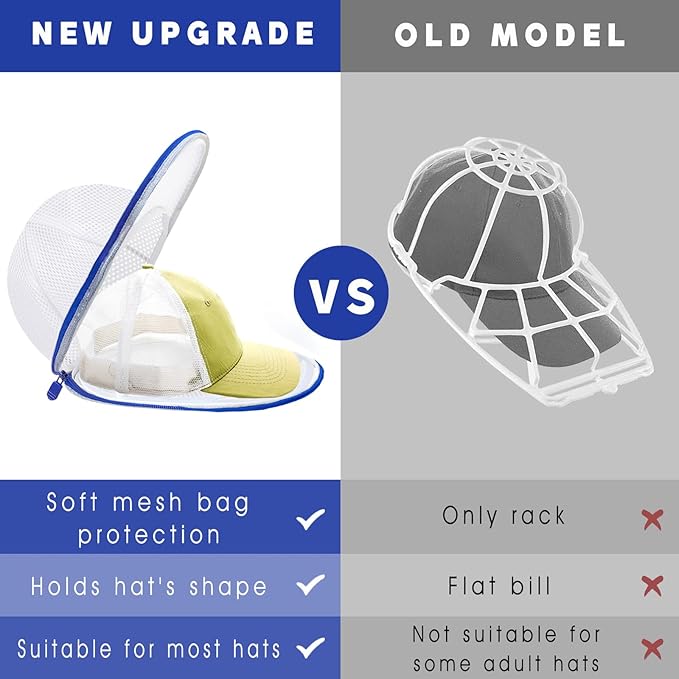 Hat Washer Cage for Washing Machine, Baseball Cap Washing Cage, Hat Cleaner for Flat and Curved Ball Caps (Fold Sapphire 1pack)