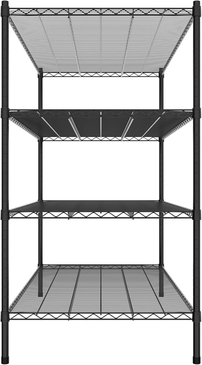 Commercial NSF Listed Black Epoxy Stationary Wire Shelving Kit 30" x 60" x 54", with 4 Shelves Perfect for Warehouse, Walk-in Refrigerator, Freezer, Grocery Store, Restaurant, Dishroom