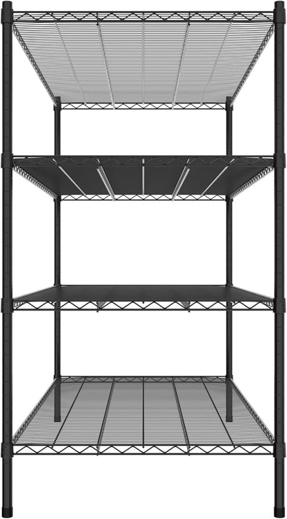 Commercial NSF Listed Black Epoxy Stationary Wire Shelving Kit 30" x 60" x 54", with 4 Shelves Perfect for Warehouse, Walk-in Refrigerator, Freezer, Grocery Store, Restaurant, Dishroom