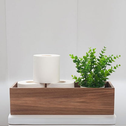 Toilet Tank Basket, Toilet Paper Basket for Back of Toilet Tank Top, Acacia Wood Bathroom Storage Basket for Organizing and Decor (15 x 6 x 4 inch)