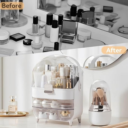 Makeup Organizer Countertop, Skincare Bathroom Counter Organizer, Storage Box Cosmetic Display Cases, Teen Girl Gifts Trendy Stuff Make up Organizers for Vanity, Dresser (Sliver)
