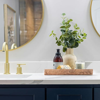 Woven Bathroom Vanity Tray for Storage Water Hyacinth Back of Toilet Basket Long Narrow Guest Towel Holder (Natural 16.3 x 6.1 x 2 inch)