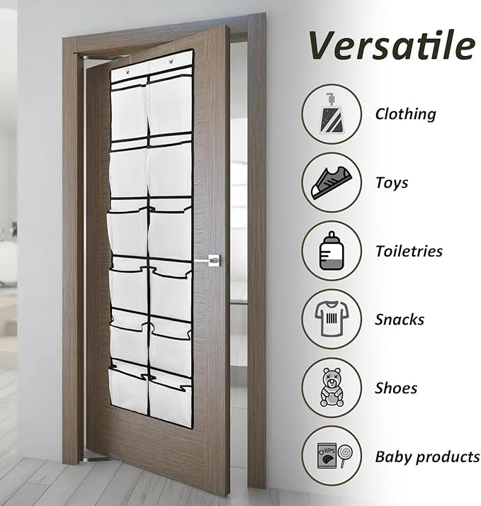 GOMAJI 2PK 12 Large Pockets Over Door Hanging Shoe Organizer