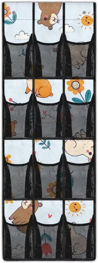 Seal Over The Door Shoe Organizer,12 Compartment Breathable Mesh Pocket Over the Door Hanging Shoe Organizer,Closet Shoe Organizer,Large Men's and Women's Shoe Organizer