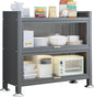 3-Tier Bread Rack & Coffee Station Storage - Microwave Rack with Transparent Flip Door, Ideal for Kitchen, Office, Pantry & Garage - Gray, 80cm/31in